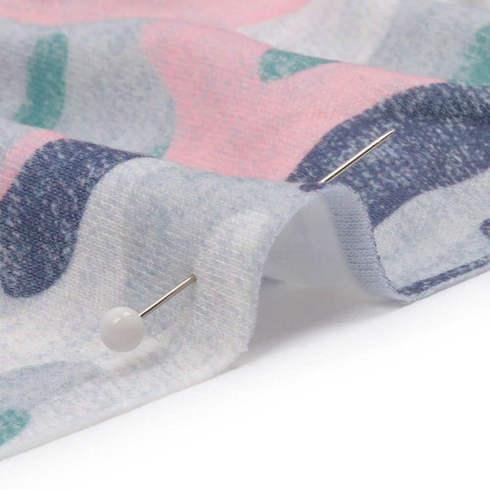 Gray, Green and Pink Camouflage Recycled Polyester Interlock Knit