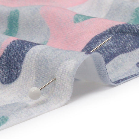 Gray, Green and Pink Camouflage Recycled Polyester Interlock Knit
