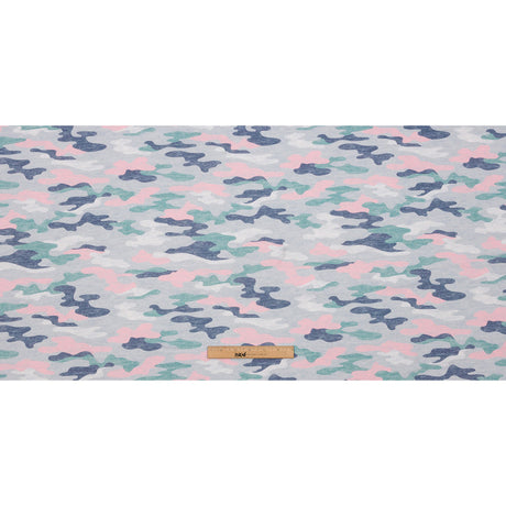Gray, Green and Pink Camouflage Recycled Polyester Interlock Knit