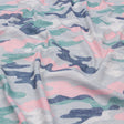 Gray, Green and Pink Camouflage Recycled Polyester Interlock Knit