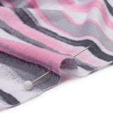 Pink, Gray and White Painterly Stripes Stretch Rayon Jersey