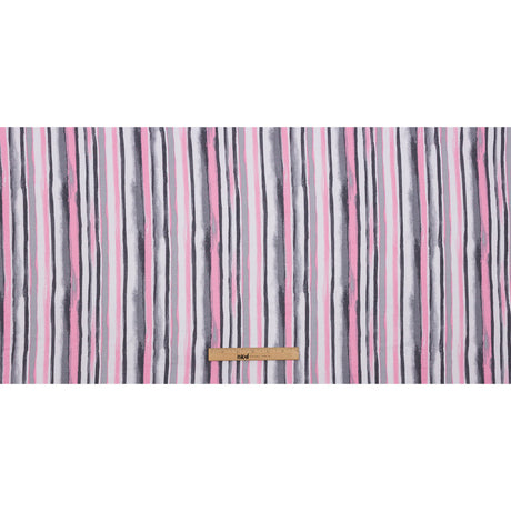 Pink, Gray and White Painterly Stripes Stretch Rayon Jersey
