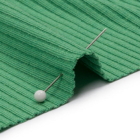 Grass Green Stretch Cotton and Modal 3x3 Rib Knit