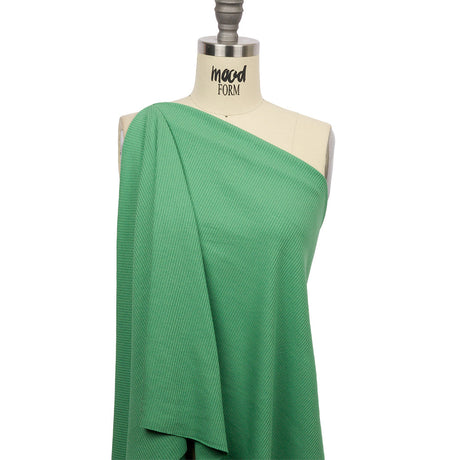 Grass Green Stretch Cotton and Modal 3x3 Rib Knit