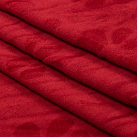 Red Floral Embossed Stretch Polyester Minky