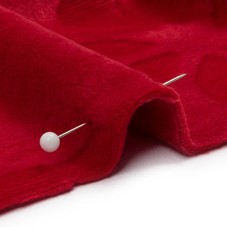 Red Floral Embossed Stretch Polyester Minky