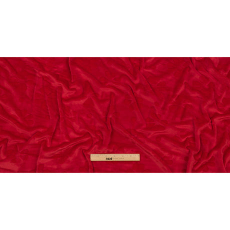 Red Floral Embossed Stretch Polyester Minky