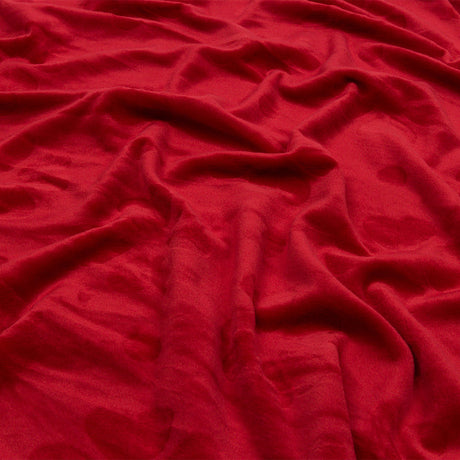 Red Floral Embossed Stretch Polyester Minky