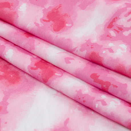 Red, Pink and White Tie Dye Recycled Polyester Interlock Knit