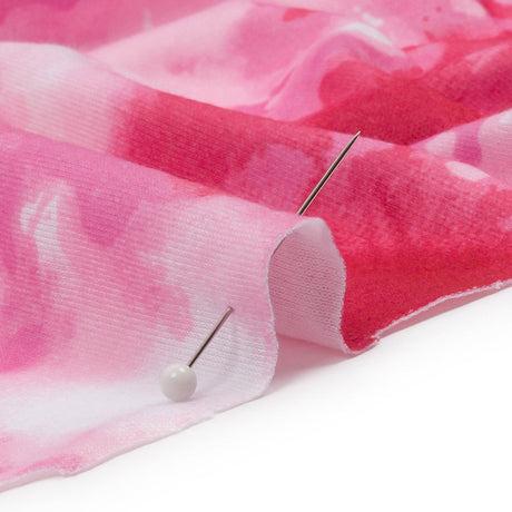 Red, Pink and White Tie Dye Recycled Polyester Interlock Knit