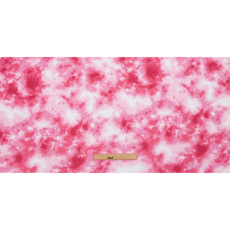 Red, Pink and White Tie Dye Recycled Polyester Interlock Knit