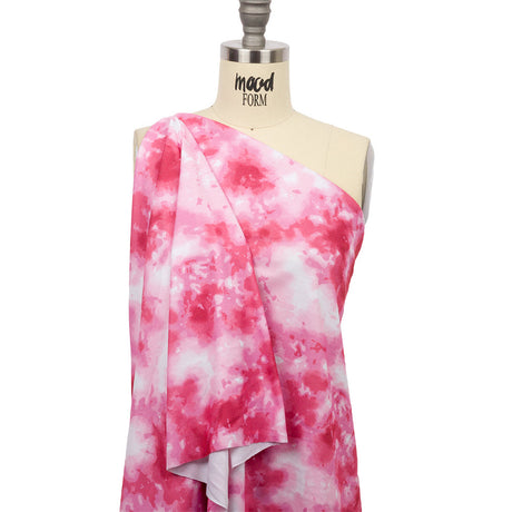 Red, Pink and White Tie Dye Recycled Polyester Interlock Knit