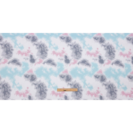 Pink, Gray and Blue Tie Dye Recycled Polyester Interlock Knit