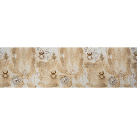 Beige and Brown Arcane Symbols Lightweight Linen Woven