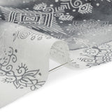 Black, Gray and White Diamonds and Flowers Lightweight Linen Woven