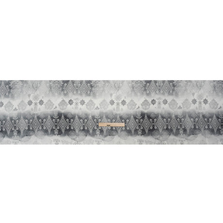 Black, Gray and White Diamonds and Flowers Lightweight Linen Woven