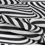 Black and White Swirling Stripes Lightweight Linen Woven