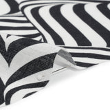 Black and White Swirling Stripes Lightweight Linen Woven