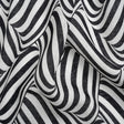 Black and White Swirling Stripes Lightweight Linen Woven