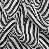 Black and White Swirling Stripes Lightweight Linen Woven