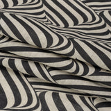 Black and Beige Swirling Stripes Lightweight Linen Woven