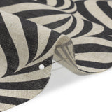 Black and Beige Swirling Stripes Lightweight Linen Woven
