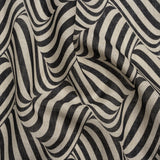 Black and Beige Swirling Stripes Lightweight Linen Woven