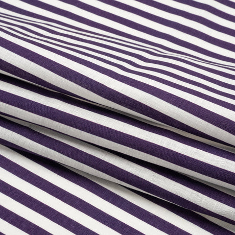 Medium Weight Linen Woven - Eggplant Stripes - Lydia Collection