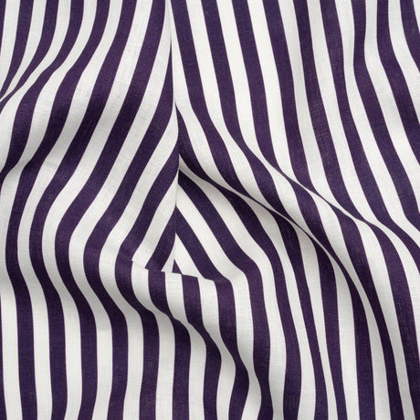 Medium Weight Linen Woven - Eggplant Stripes - Lydia Collection