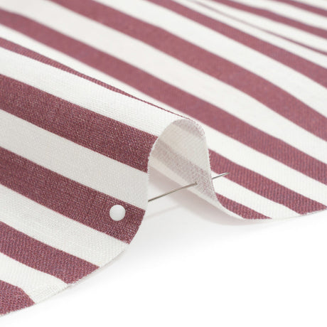 Medium Weight Linen Woven - Dusty Plum Stripes - Lydia Collection