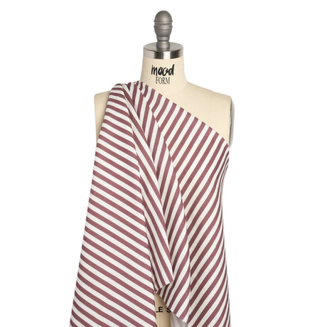 Medium Weight Linen Woven - Dusty Plum Stripes - Lydia Collection