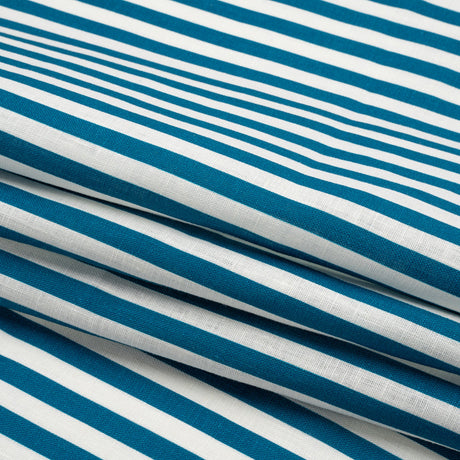 Medium Weight Linen Woven - Teal Stripes - Lydia Collection