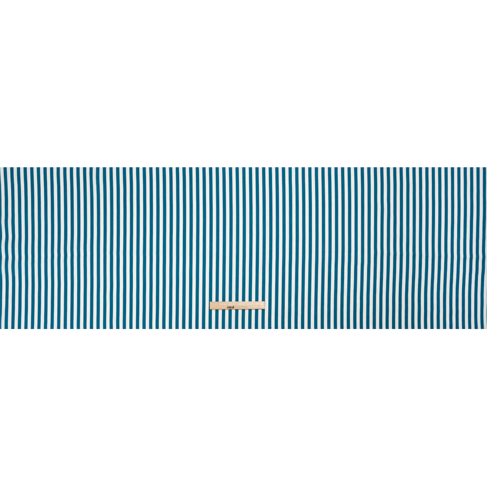 Medium Weight Linen Woven - Teal Stripes - Lydia Collection