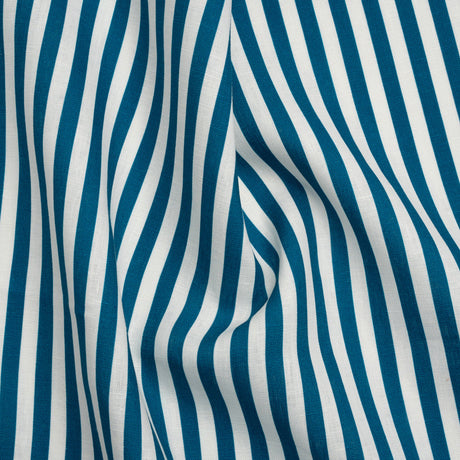 Medium Weight Linen Woven - Teal Stripes - Lydia Collection