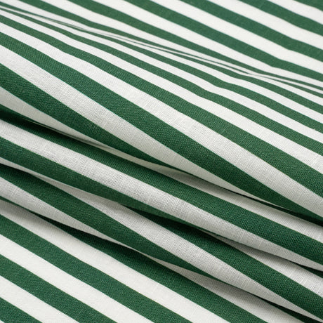 Medium Weight Linen Woven - Hunter Green Stripes - Lydia Collection