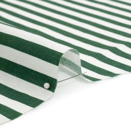 Medium Weight Linen Woven - Hunter Green Stripes - Lydia Collection