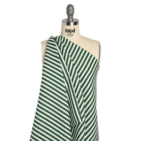 Medium Weight Linen Woven - Hunter Green Stripes - Lydia Collection