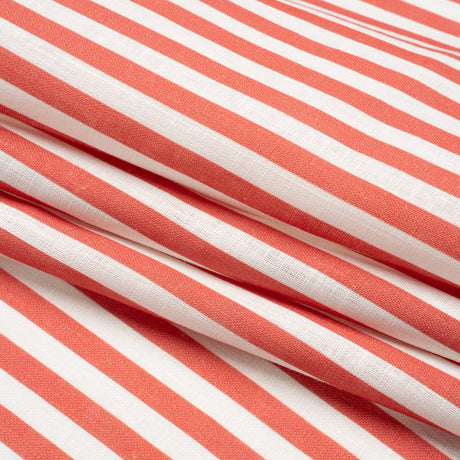 Medium Weight Linen Woven - Coral Stripes - Lydia Collection