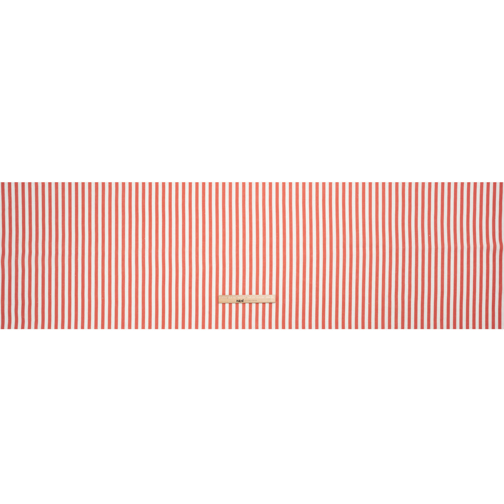 Medium Weight Linen Woven - Coral Stripes - Lydia Collection