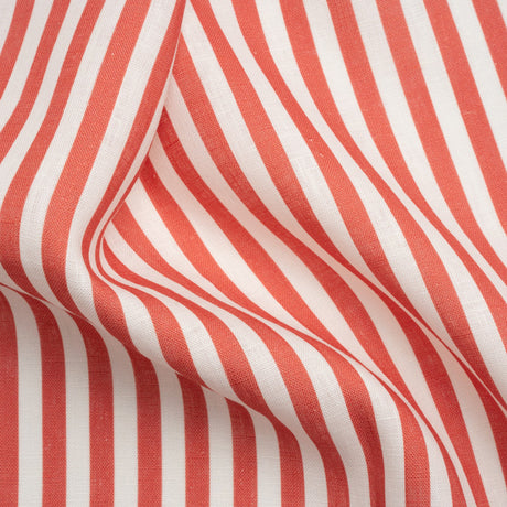 Medium Weight Linen Woven - Coral Stripes - Lydia Collection
