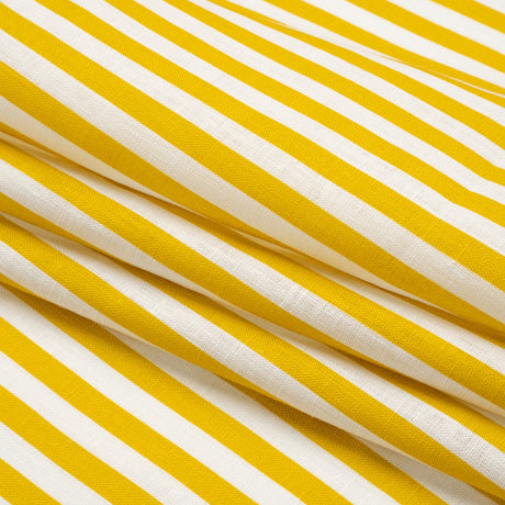 Medium Weight Linen Woven - Citrus Yellow Stripes - Lydia Collection