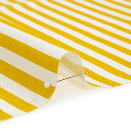 Medium Weight Linen Woven - Citrus Yellow Stripes - Lydia Collection