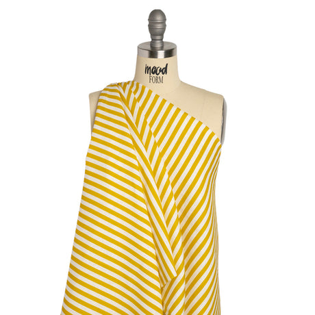 Medium Weight Linen Woven - Citrus Yellow Stripes - Lydia Collection