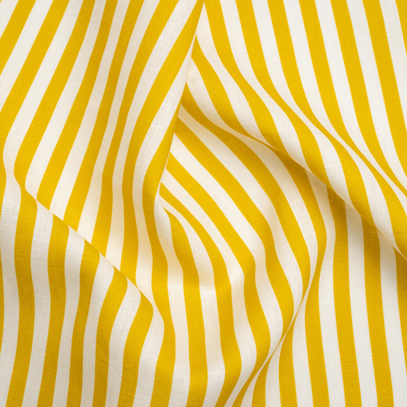 Medium Weight Linen Woven - Citrus Yellow Stripes - Lydia Collection