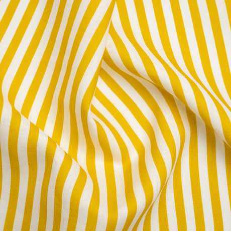 Medium Weight Linen Woven - Citrus Yellow Stripes - Lydia Collection