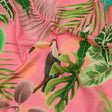 Cotton and Viscose Striped Seersucker Print - Pink Birds and Leaves - Mood Exclusive Birds of Paradise