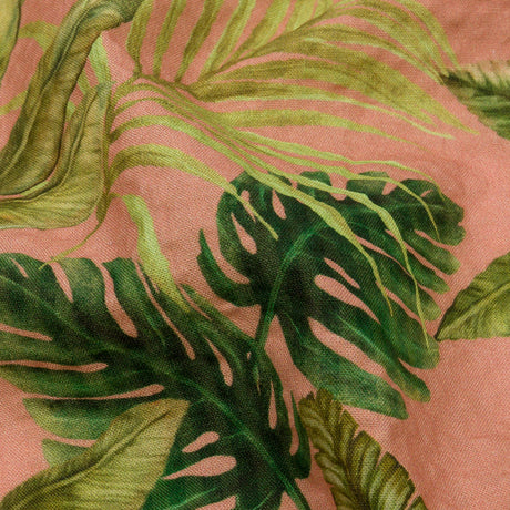 Cotton and Viscose Striped Seersucker Print - Pink Leaves - Mood Exclusive Tropic Royale