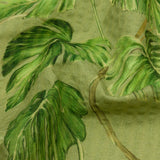 Cotton and Viscose Striped Seersucker Print - Green Leaves - Mood Exclusive Tropic Royale
