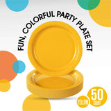50 Count Yellow Paper Plates Disposable Round Party Supplies Durable 7 Inch