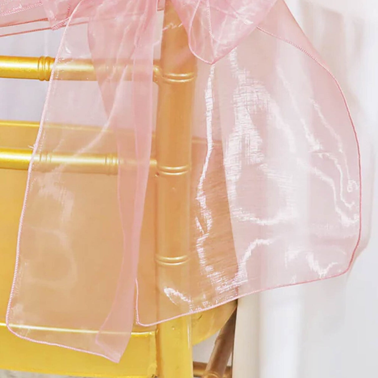 10 Pieces Rose Pink Organza Chair Sashes 8"x108" Elegant Event & Wedding Decor